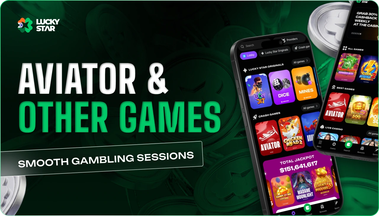 Multiple game categories, rewards and Aviator content available in a single app