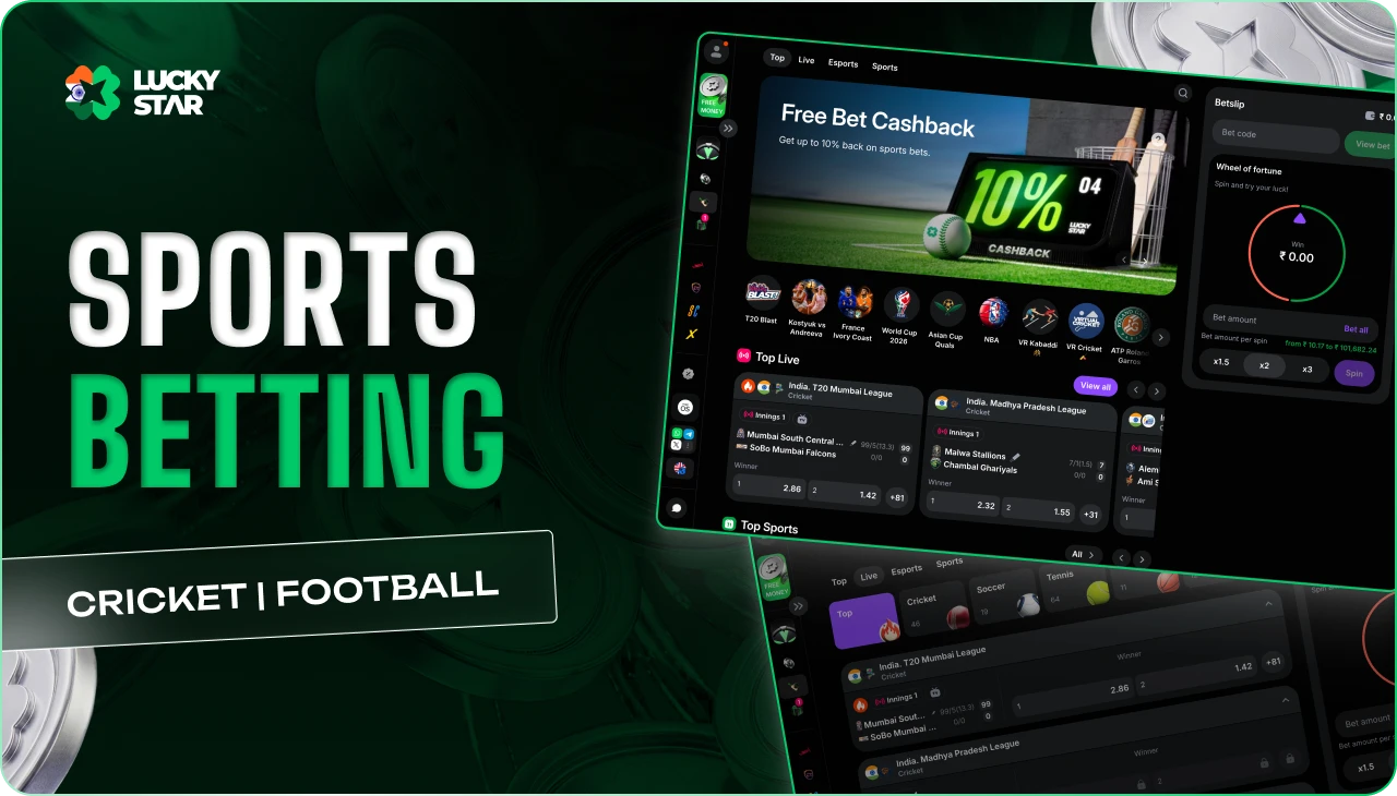 Sports wagering section covering popular events and diverse betting markets